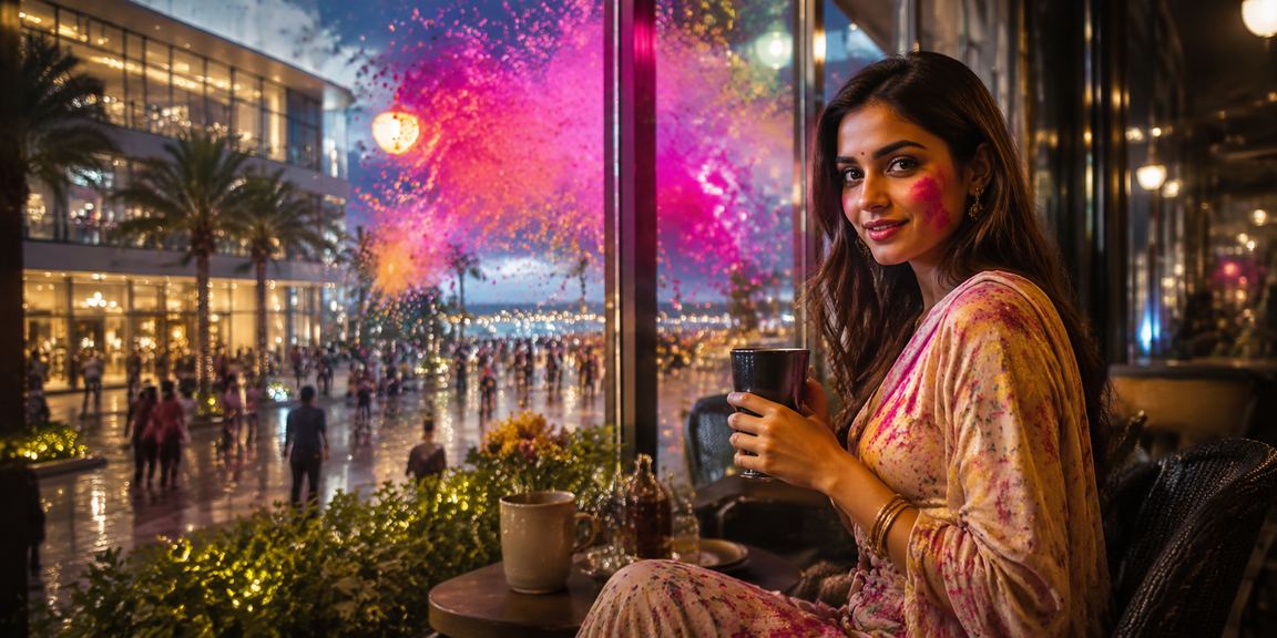 Indian players enjoying Teen Patti card game during Holi festival
