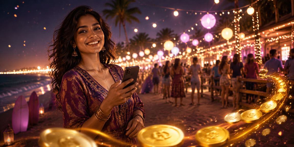 Mobile payments using UPI and Paytm on Indian beach backdrop